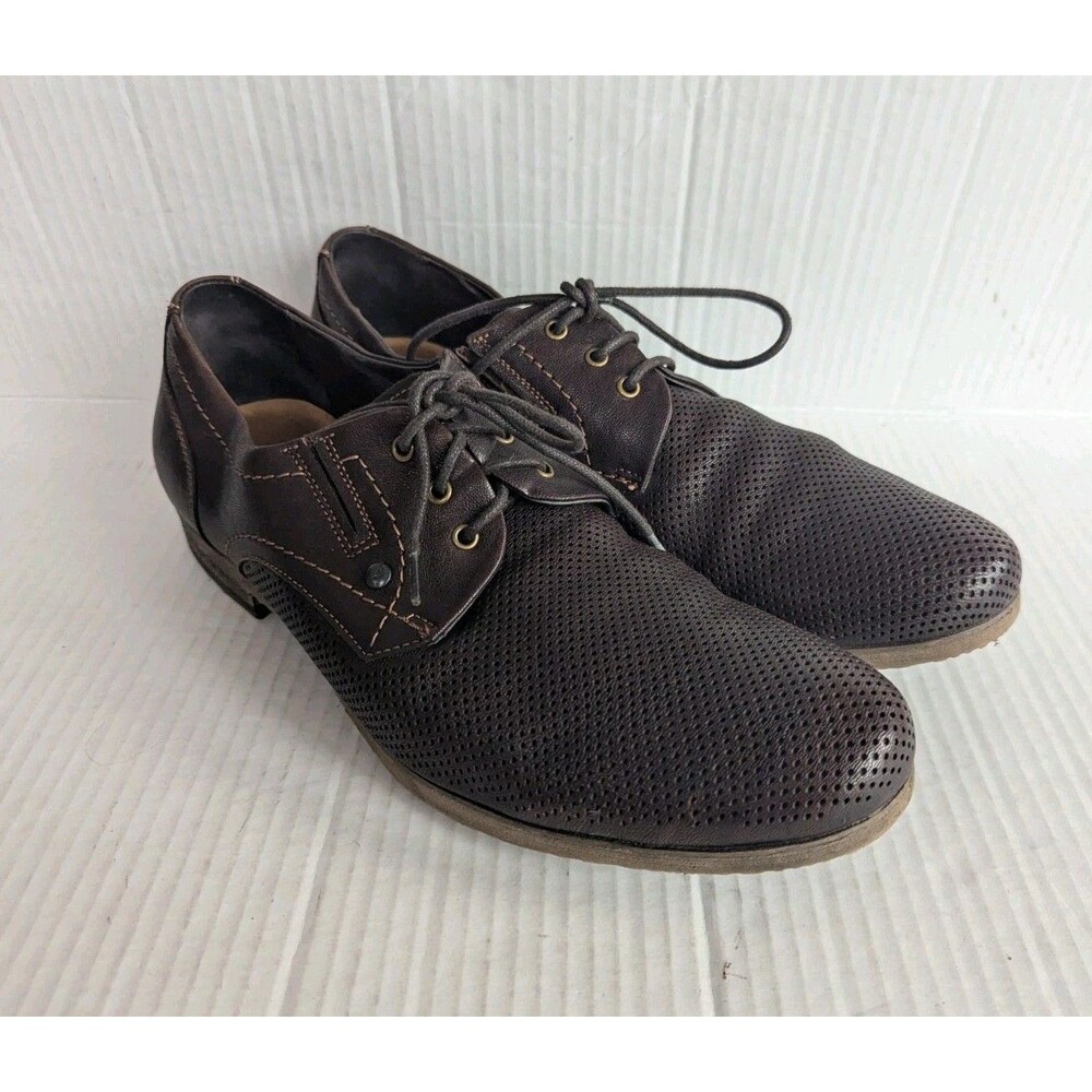 TJ Collection Men's Sz 43 Leather Derby Dress Shoes Brown Lace Up Ventilated